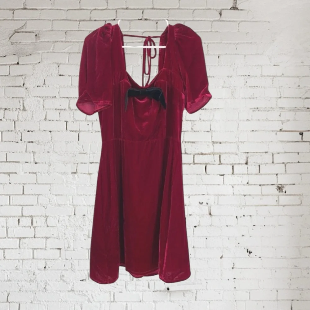 WAYF Velvet Puff Sleeve Dress XS NWT | Luxe Texture Holiday Party Glam Look